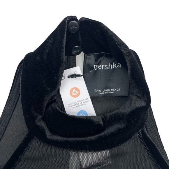 NWT BERSHKA Shimmering Sequins Velvet Mini Dress Sz XS - Picture 7 of 8